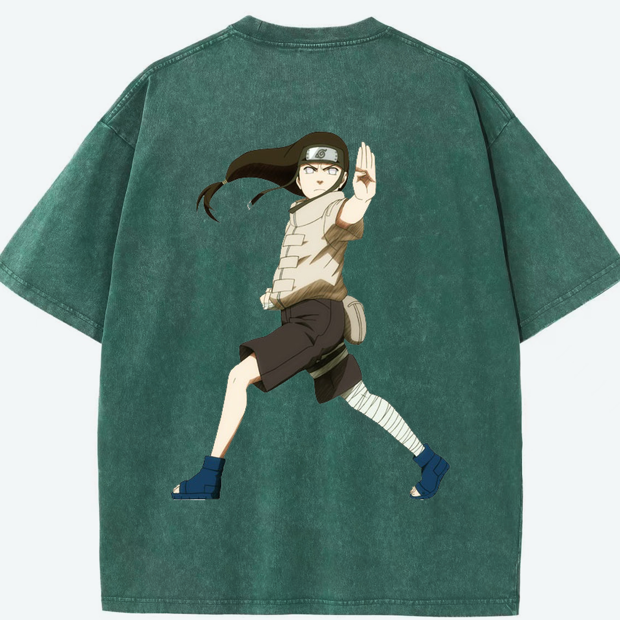 （画像用） NARUTO -ナルト- 日向ネジ Hyūga Neji 綿100% ヴィンテージ風 半袖Tシャツ（背面プリント）